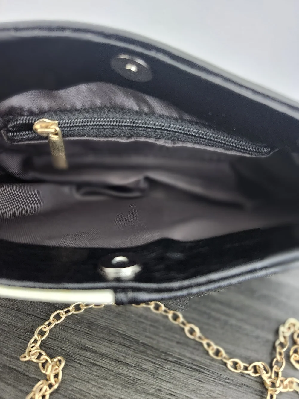 Two-Tone Black and White Women's Clutch with Gold Accent